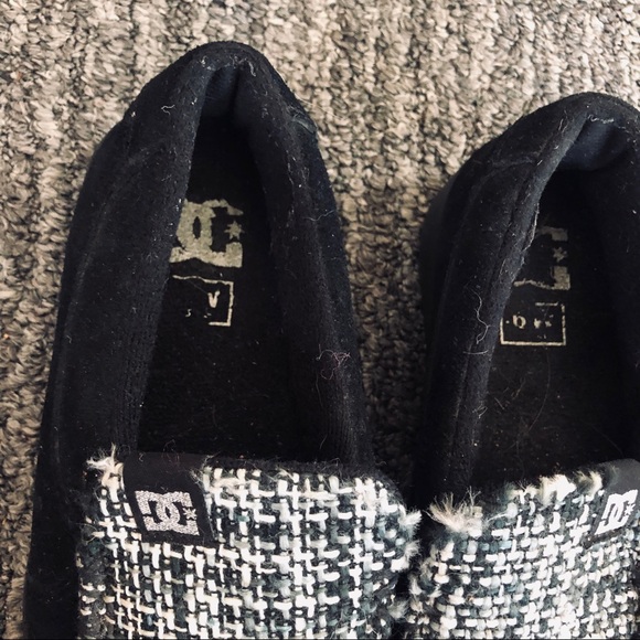 DC Black grey white houndstooth slip on slipper moccasin shoes 6 - Picture 3 of 7